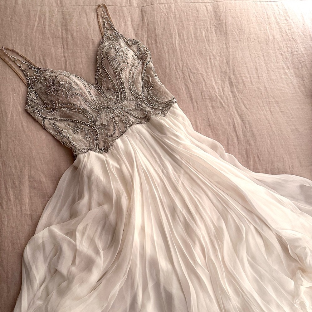 Customized Martina Liana 938 Boho Ivory Silk And Lace Wedding Dress Size 12 US - Picture 1 of 16